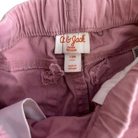 Cat & Jack Baby Drawstring Reinforced Knee Utility Jogger Pants Size 12M Pink - Picture 3 of 4